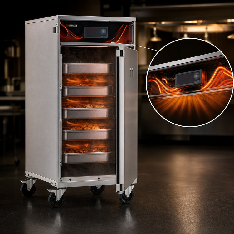 Product image #4 for Cres Cor Insulated Stainless Steel Mobile Under-Counter Radiant Heated Cabinet, 1 Compartment, 5 Full-Size Pan Capacity