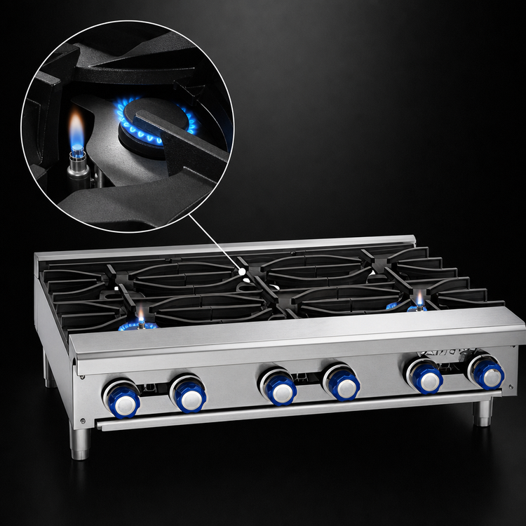 Product image #4 for Imperial 24-Inch Countertop Gas Hot Plate with 2 Open Burners and Standing Pilots