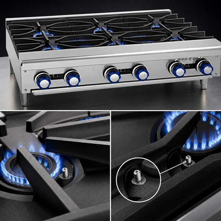 Product image #4 for Imperial 48-Inch Gas Countertop Hot Plate with 4 Open Burners