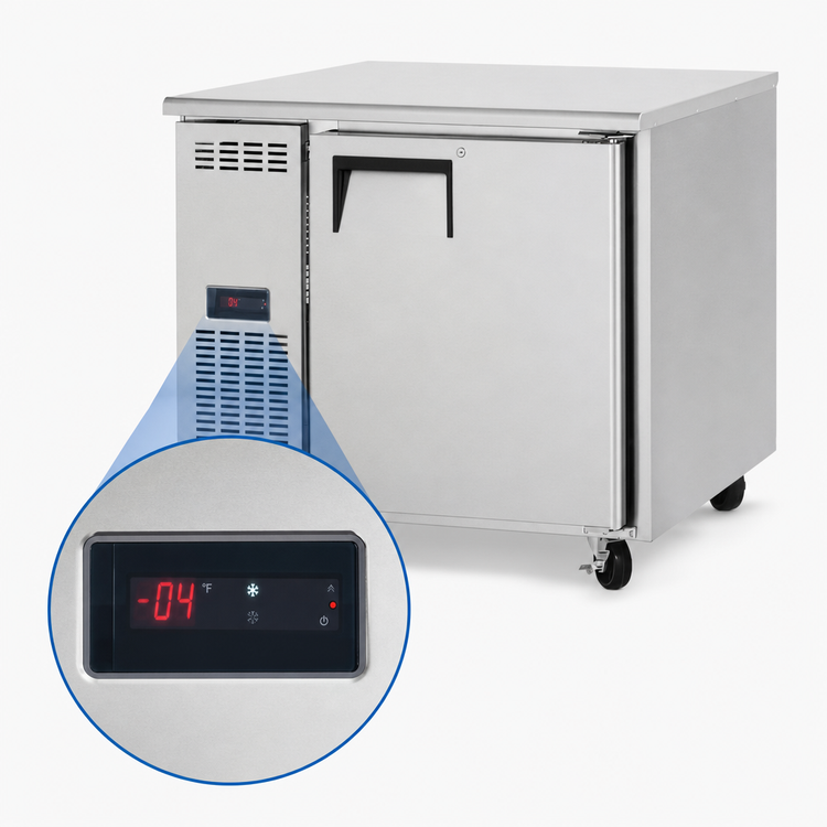 Product image #4 for Everest Refrigeration ETF1-24 One-Section Undercounter Worktop Freezer, 6.0 Cu. Ft., Side-Mounted Self-Contained, Stainless Steel