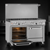 Thumbnail image #4 for Ultimate 48-Inch Gas Restaurant Range with 4 Pyromax Burners, 2 Non-Clog Burners, Convection Oven, and Cabinet Base