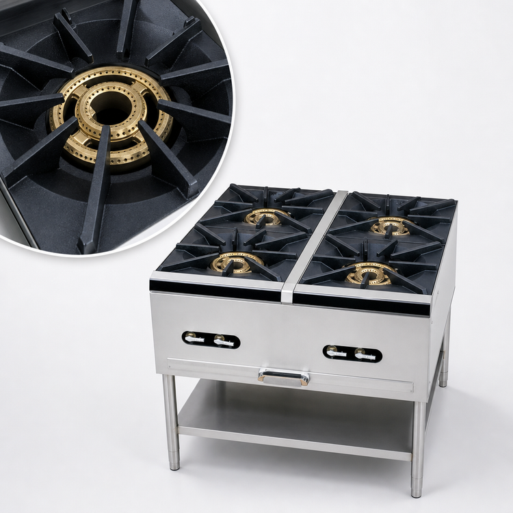 Product image #4 for Town Equipment Quad Stock Pot Range, Natural Gas, 4-Section, Two-Ring Burners, Stainless Steel
