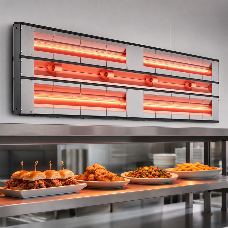 Product image #4 for Hatco Glo-Ray Max Watt 54-Inch Lighted Dual Infrared Strip Heater with 6-Inch Spacer, Aluminum