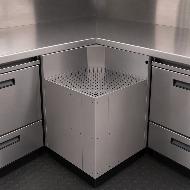 Product image #4 for Glastender Underbar Inside Rectangle Corner Drainboard, 24 x 24 Inch, Stainless Steel, No Legs