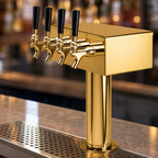 Thumbnail image #4 for Micro Matic USA T Style D7744PVDKR Countertop Draft Beer Tower, 4-Faucet, Glycol-Cooled, PVD Brass Finish