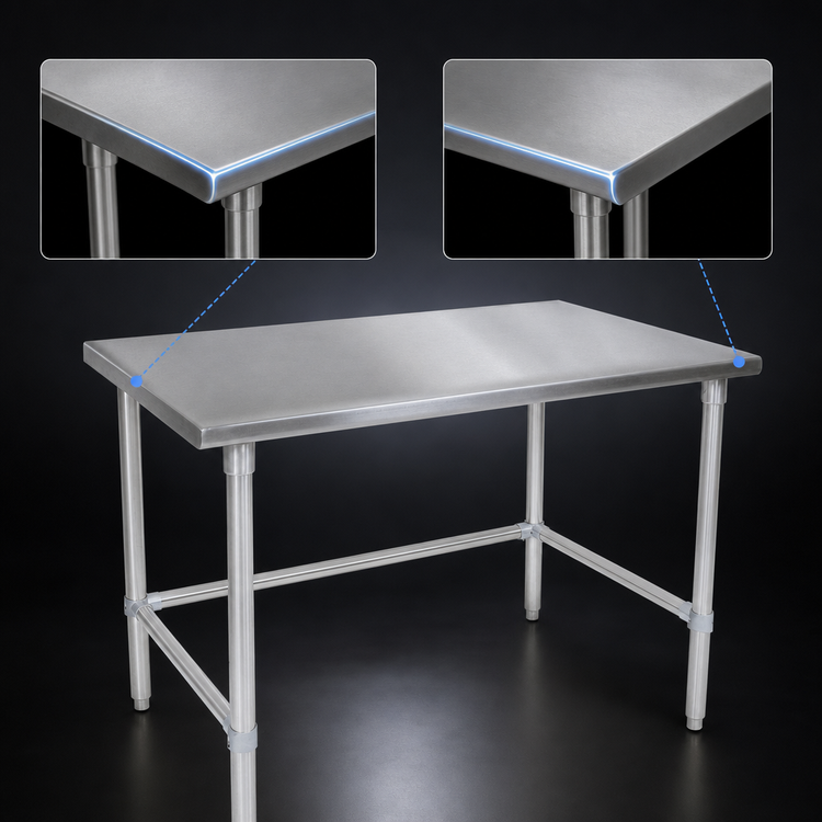 Product image #4 for John Boos Stallion 108-Inch x 36-Inch Stainless Steel Work Table with Safety Edge and Galvanized Base