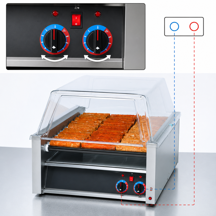 Product image #4 for Star Grill-Max 45ST 45 Hot Dog Roller Grill with StalTek Coated Non-Stick Rollers and Analog Controls