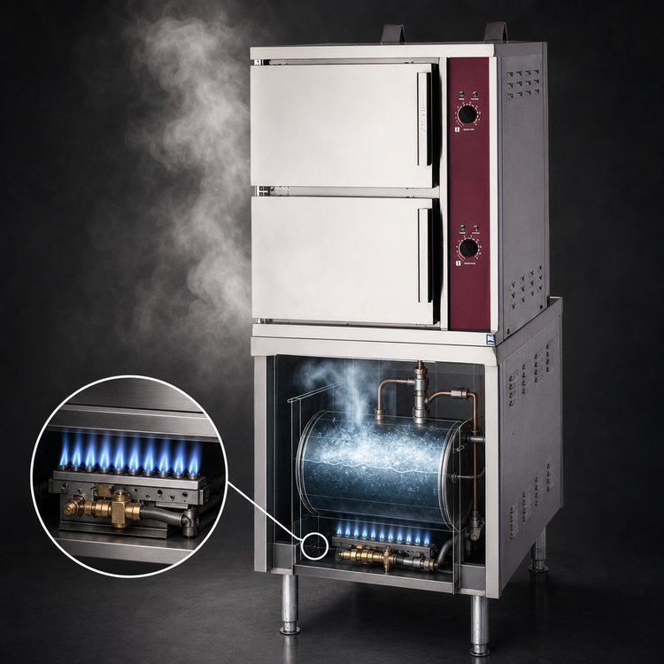 Product image #4 for Crown GCX-2-36 Two-Compartment Full-Size Gas Convection Steamer with 36-Inch Cabinet Base