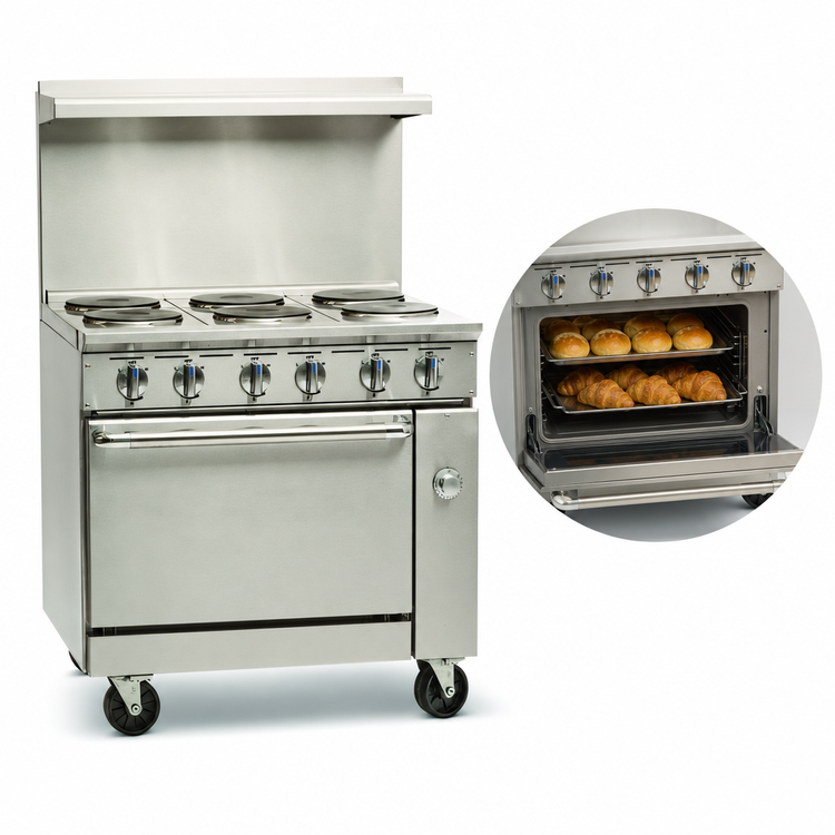 Product image #4 for Imperial Pro Series 36-Inch Electric Restaurant Range with 6 Round Elements, Solid Top, and Standard Oven