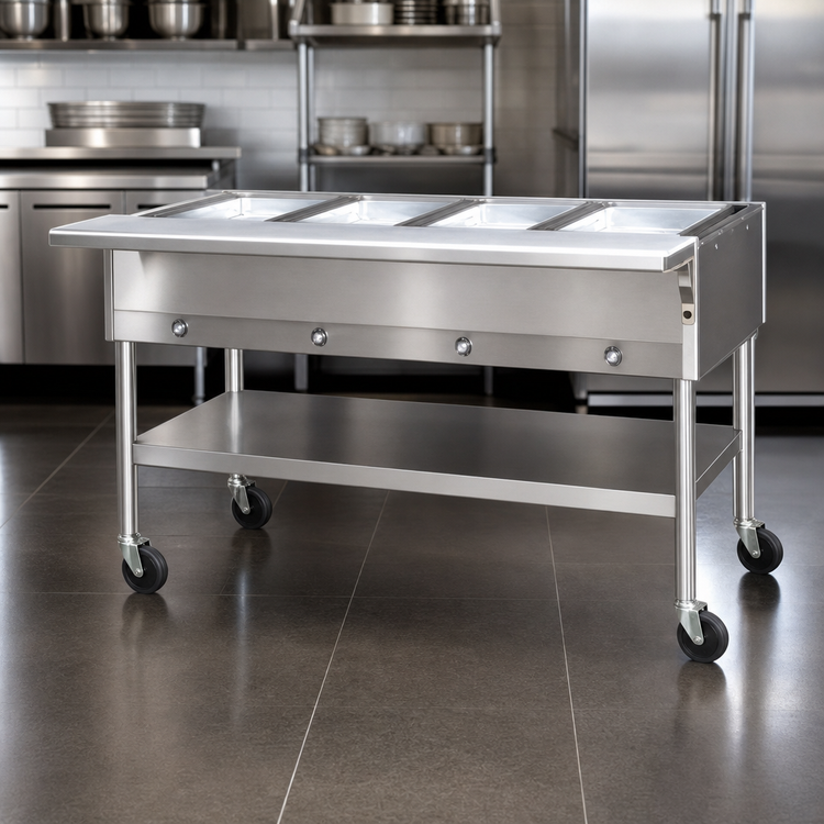 Product image #4 for Eagle Group 82-Inch Portable Electric Hot Food Table with 5 Full-Size Dry Wells, Open Base, and Cutting Board