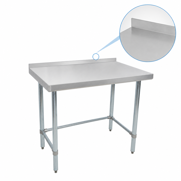 Product image #4 for BK Resources 84" x 30" All-Stainless Open Base Work Table with 1-1/2" Rear Riser