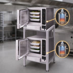 Thumbnail image #4 for Cleveland Range SteamChef (2) 22CGT33.1 Gas Pressureless Convection Steamer, Double-Stacked, 2 Compartments, 3 Pans per Compartment