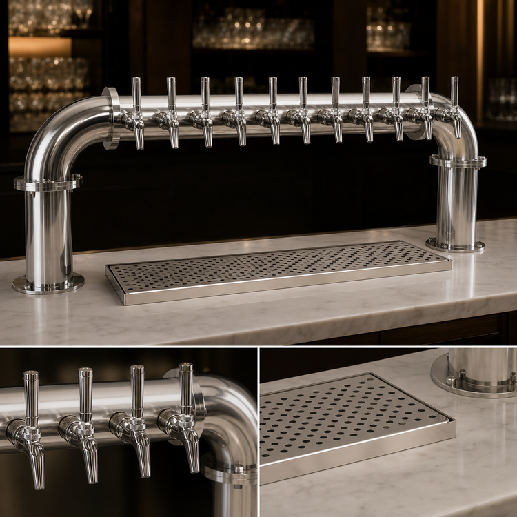 Product image #4 for Glastender 10-Faucet Air-Cooled Pipe Pass-Thru Countertop Draft Dispensing Tower