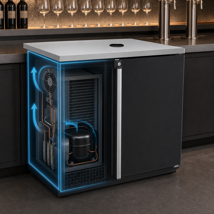 Product image #4 for Pro-Line E-Series Dual Temperature Wine Cooler Dispenser, One-Section, 36-3/4 Inch Wide, 4 x 1/6 Barrel Keg Capacity