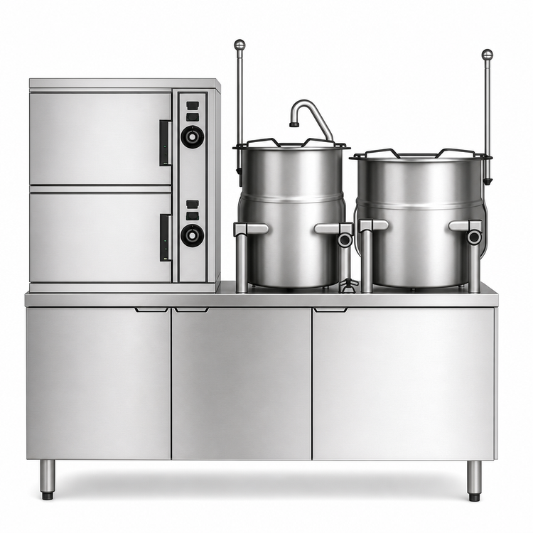 Product image #4 for Crown ECX-10-6-6 Double Compartment Electric Convection Steamer with (2) 6 Gallon Kettles
