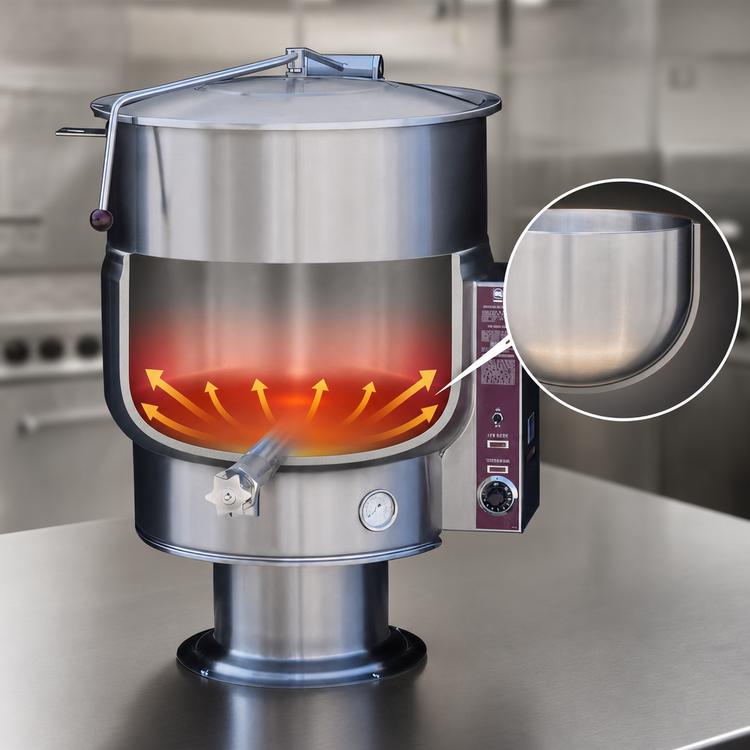 Product image #4 for Crown EP-20 20 Gallon Electric Stationary Kettle with 2/3 Steam Jacket and Pedestal Base