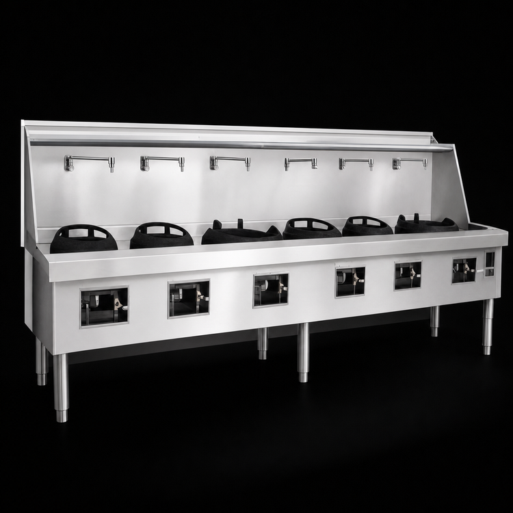 Product image #4 for MasterRange M-6-SS 6-Section Gas Wok Range with Stainless Steel Deck and Sides