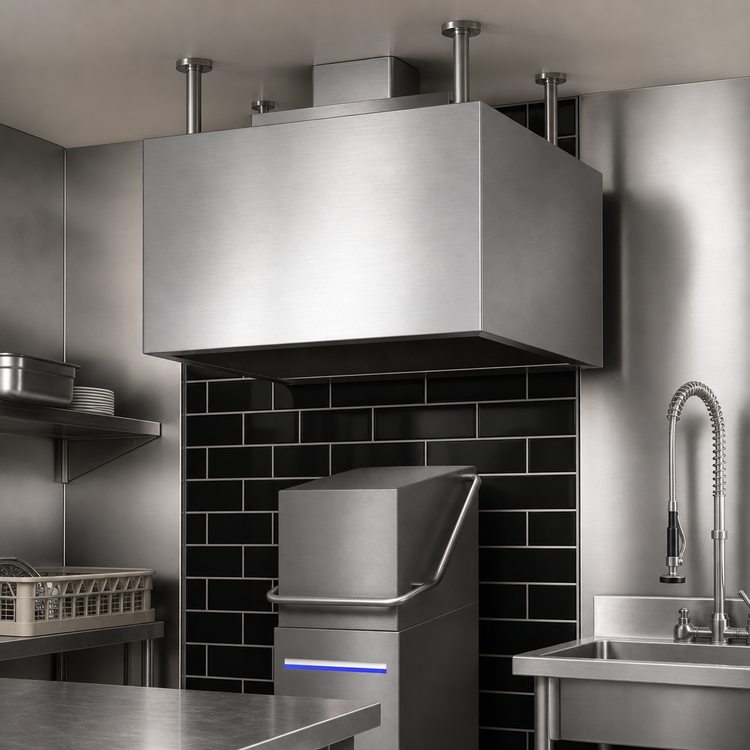 Product image #5 for SimpleSpec Type II Dishwasher Canopy Hood with Exhaust Collar, Ceiling Mount, 42"W x 42"D x 24"H
