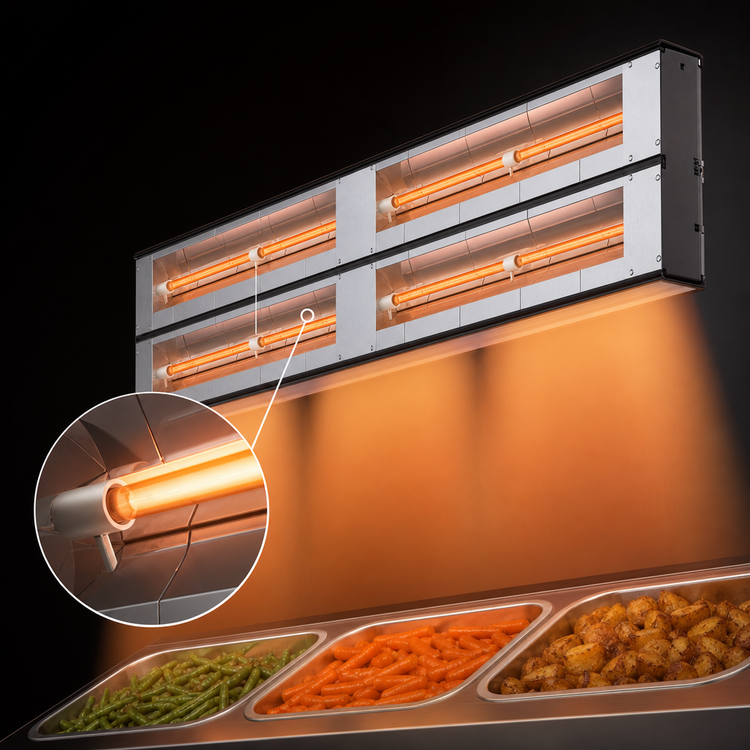 Product image #4 for Hatco Glo-Ray Aluminum Max Watt Dual Infrared Strip Heater, 36 Inch, 2000 Watts, 3-Inch Spacer