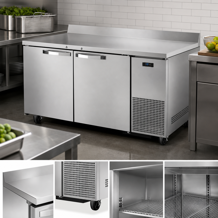 Product image #4 for True SPEC Series 67.25-Inch 2-Section Deep Work Top Freezer with Stainless Steel Doors and Rear Splash