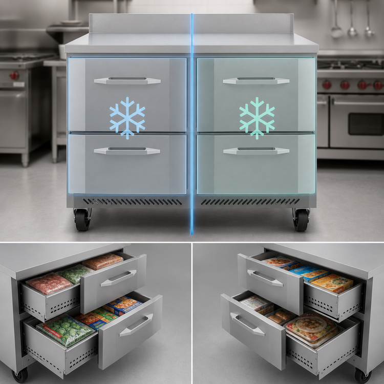 Product image #4 for Victory Refrigeration VWFD60HC-4 60-Inch Two-Section Worktop Freezer Counter with 4 Drawers