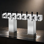 Thumbnail image #4 for Perlick Corporation 4006-8BPC4 Countertop Bridge Tee Draft Beer Tower, Extra-High, 8-Faucet, Polished Chrome, Glycol-Cooled