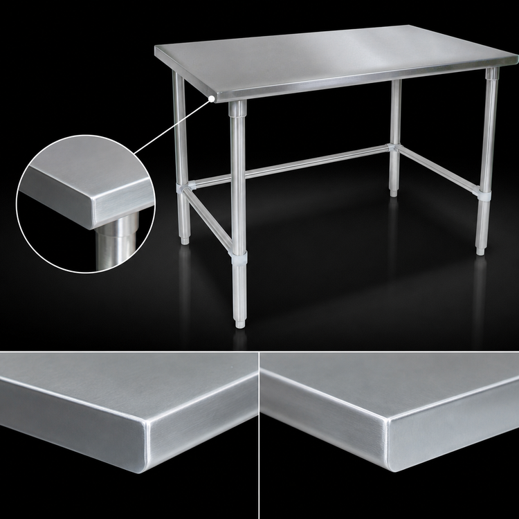 Product image #4 for John Boos Stallion 108-Inch x 24-Inch 14-Gauge Stainless Steel Flat Top Work Table with Galvanized Legs