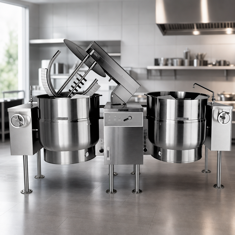 Product image #4 for Crown ELTM-100-2 Twin 100 Gallon Electric Tilting Mixer Kettles