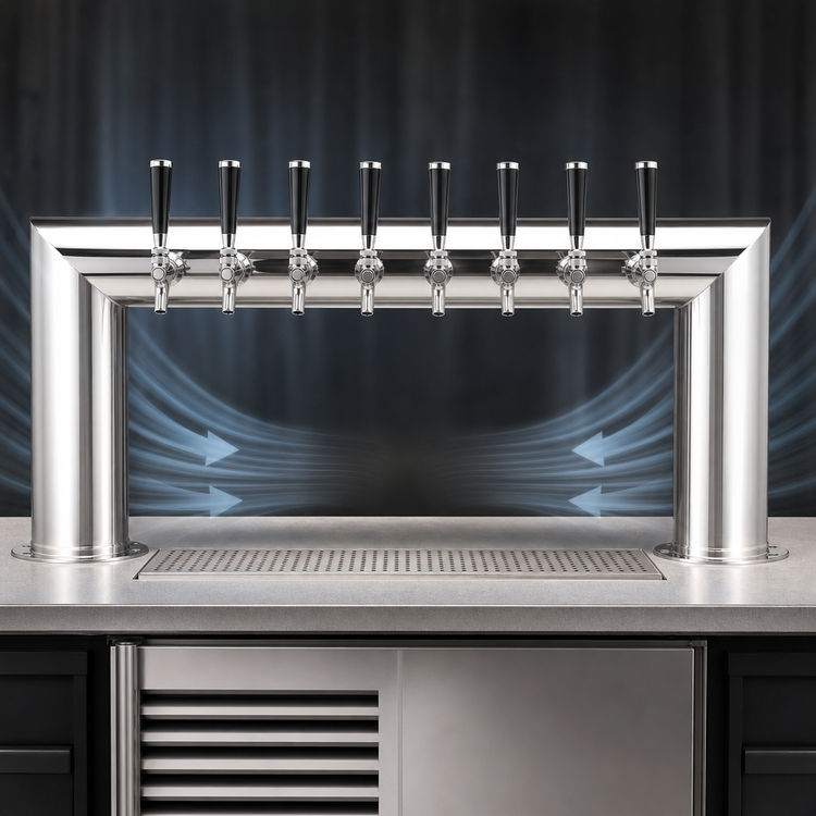 Product image #4 for Pass-Thru Countertop Air-Cooled Draft Beer Tower with 8 Faucets, Polished Stainless Steel