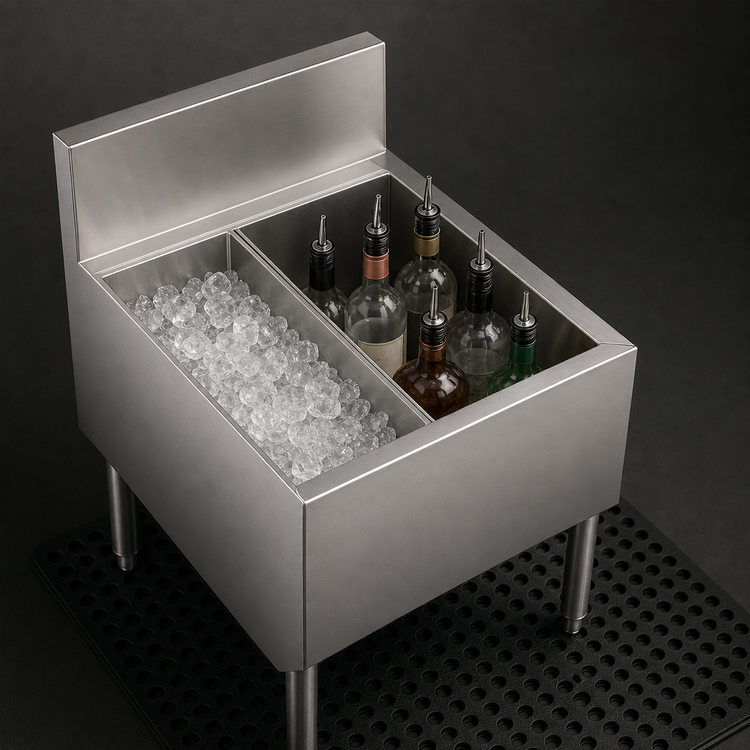 Product image #5 for Krowne Royal Series 12-Inch Underbar Insulated Bottle Storage and Ice Bin, 6-Bottle Capacity