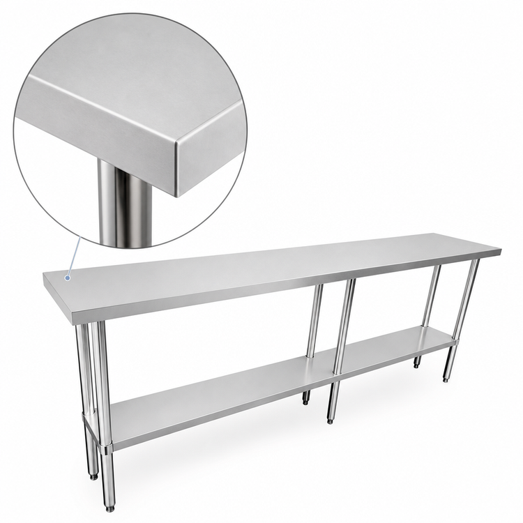 Product image #4 for 84-Inch x 36-Inch 16-Gauge 304 Stainless Steel Work Table with Adjustable Undershelf