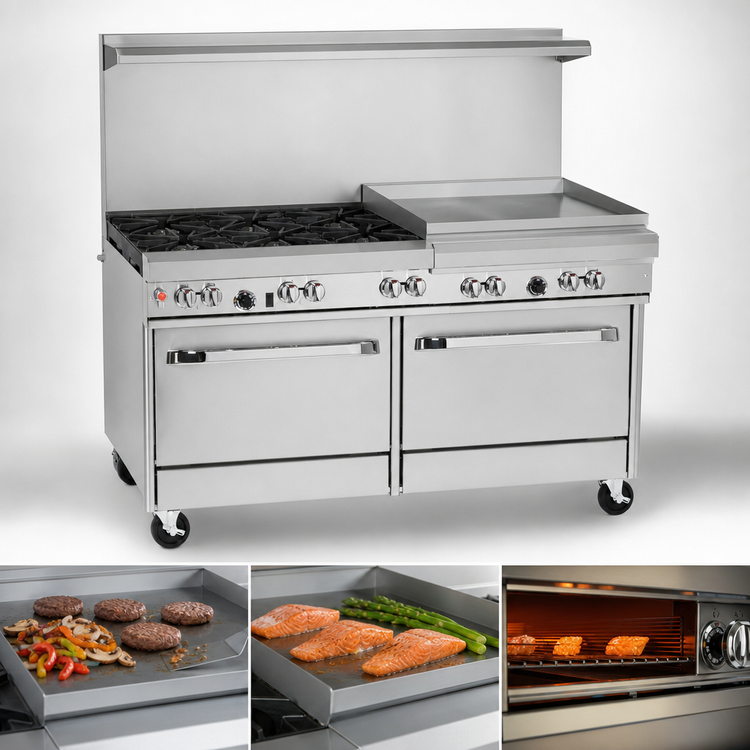 Product image #4 for Southbend Ultimate 60-Inch Gas Restaurant Range with 6 Open Burners, 24-Inch Griddle/Broiler and 2 Convection Ovens