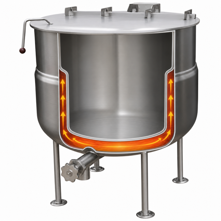 Product image #4 for Crown DL-150 Stationary Direct Steam 2/3 Jacketed Kettle - 150 Gallon Capacity