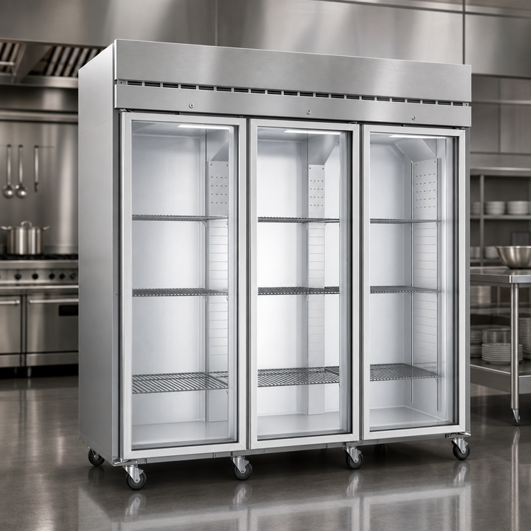 Product image #4 for Hoshizaki Steelheart R3A-FG Three-Section Reach-In Full Glass Door Refrigerator, 79.03 Cu. Ft., Standard Depth