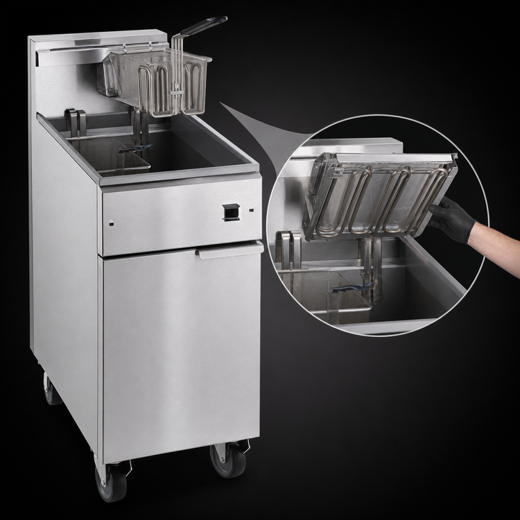 Product image #4 for Imperial IFS-40-EU 14 kW Electric Floor Fryer, 40 lb Capacity, Tilt-Up Elements