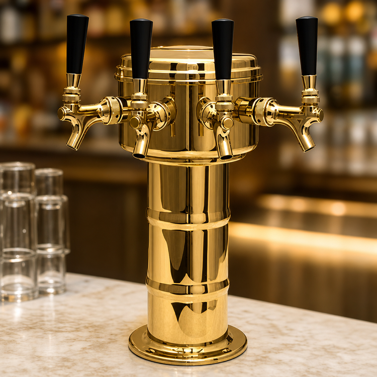 Product image #4 for Mini Mushroom 3-Faucet Draft Dispensing Tower, Polished Brass Finish