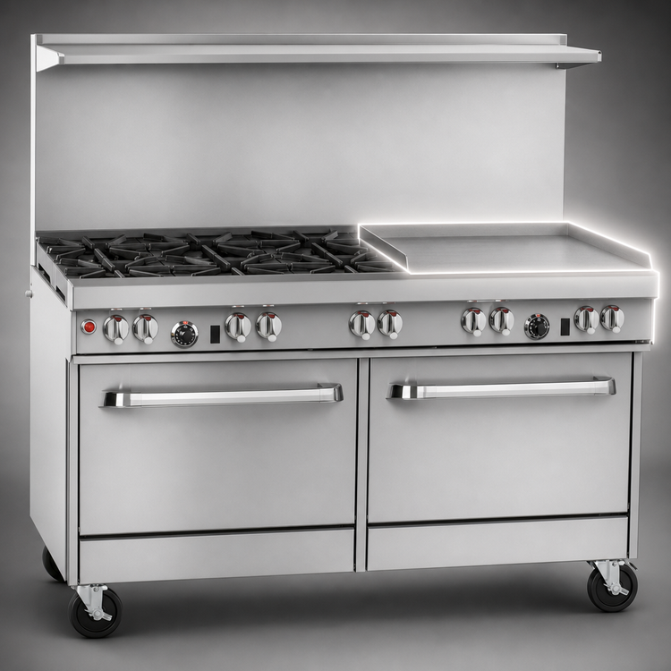 Product image #4 for Southbend Ultimate 60-Inch Commercial Gas Restaurant Range with 4 Star/Sauté Burners, 36-Inch Thermostatic Griddle, and 2 Cabinets