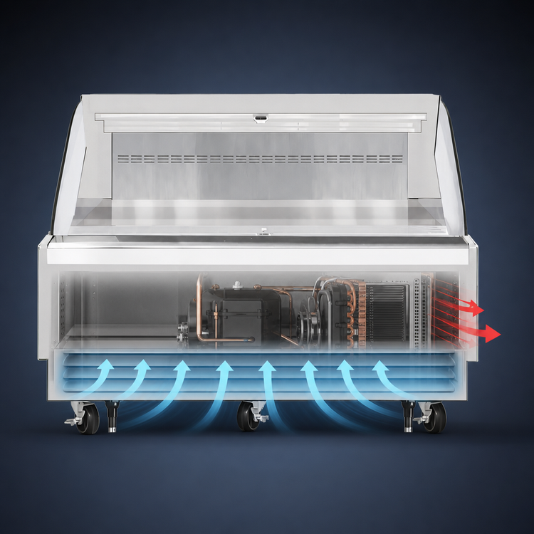 Product image #4 for Everest Refrigeration 73-1/4 Inch Horizontal Open-Air Cooler Merchandiser, Self-Contained, White Exterior