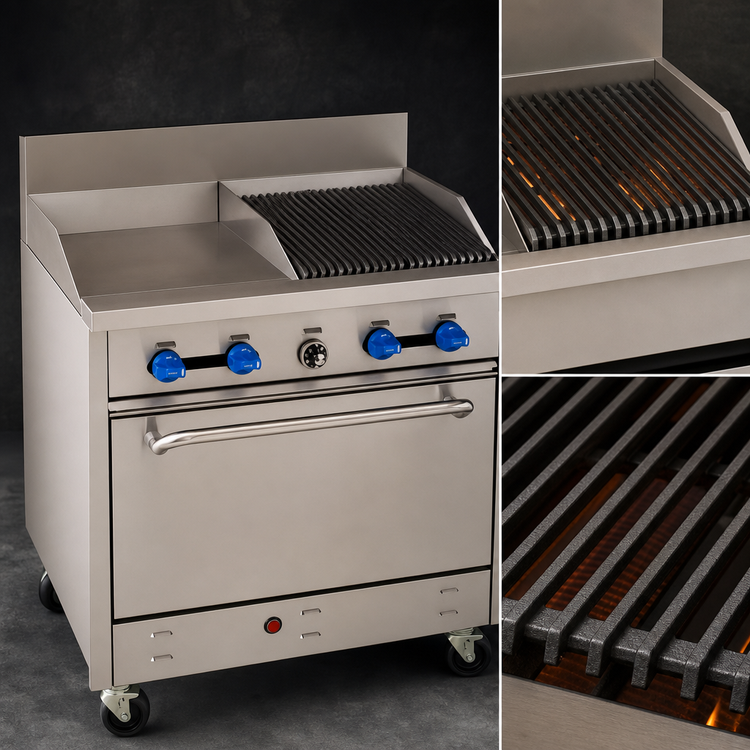 Product image #4 for Comstock-Castle 36-Inch Commercial Gas Range with 18-Inch Griddle, 18-Inch Char-Broiler, and Extra-Wide Oven