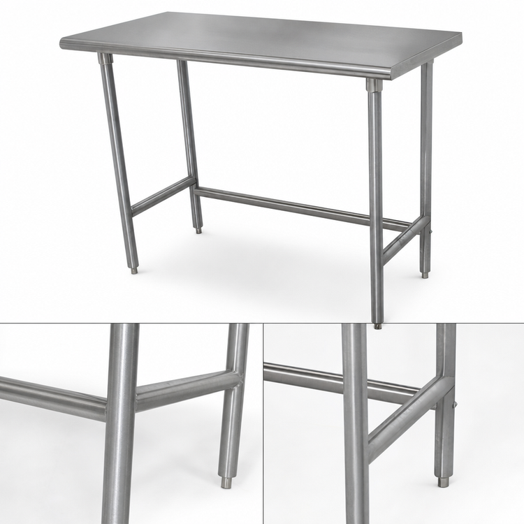 Product image #4 for Advance Tabco TAG-247 84-Inch x 24-Inch Flat Top Open Base Work Table with 430 Stainless Steel Top and Galvanized Legs