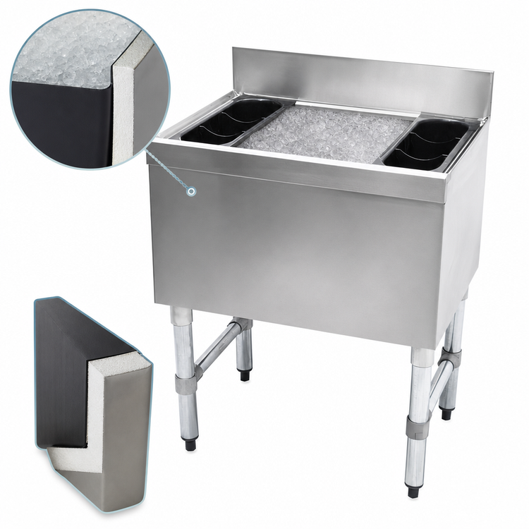 Product image #4 for Advance Tabco Special Value Series 30-Inch Stainless Steel Cocktail Unit with 10-Circuit Cold Plate