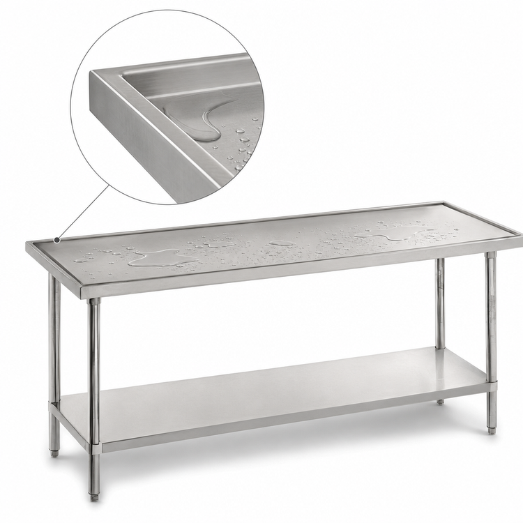 Product image #4 for Advance Tabco VLG-3012 144-Inch x 30-Inch 14-Gauge 304 Stainless Steel Work Table with Adjustable Undershelf