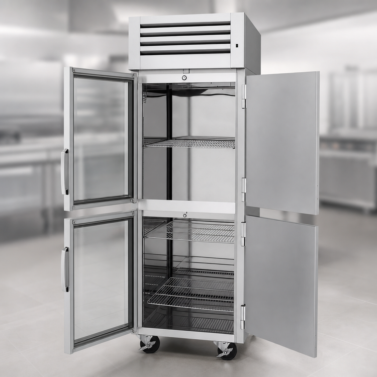 Product image #5 for Turbo Air PRO Series Pass-Thru Heated Pizza Holding Cabinet, 1 Section, 27 Cu. Ft., Half-Height Glass Front and Solid Rear Doors