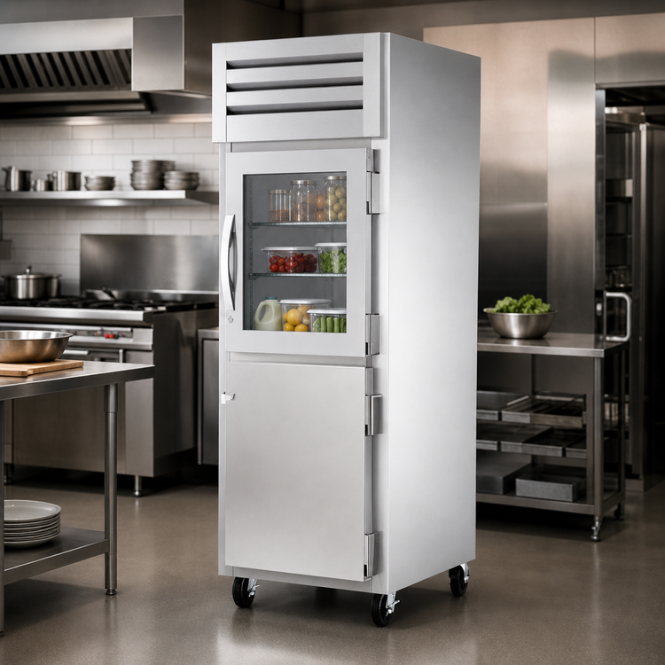 Product image #4 for True SPEC SERIES One-Section Pass-Thru Reach-In Refrigerator with Half Glass and Half Stainless Steel Front Doors and Stainless Rear Door