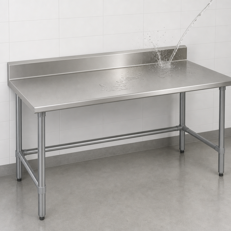 Product image #4 for Eagle Group Budget Series 108-Inch x 36-Inch Work Table with 4-1/2-Inch Backsplash and 430 Stainless Steel Top