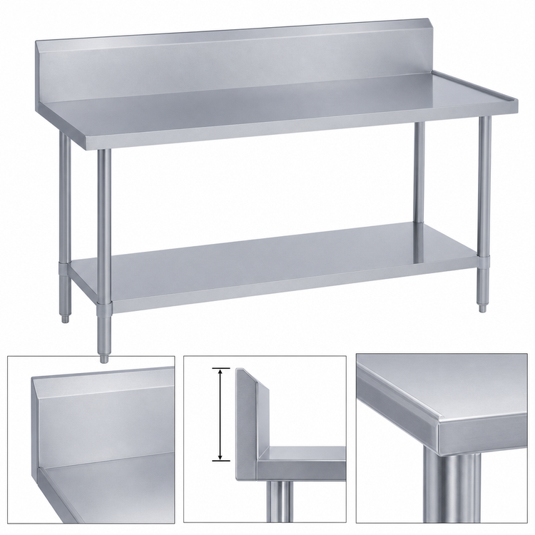 Product image #4 for Duke Stainless Steel Work Table with 10-Inch Riser, Marine Edge, and Undershelf, 108 x 24 Inches