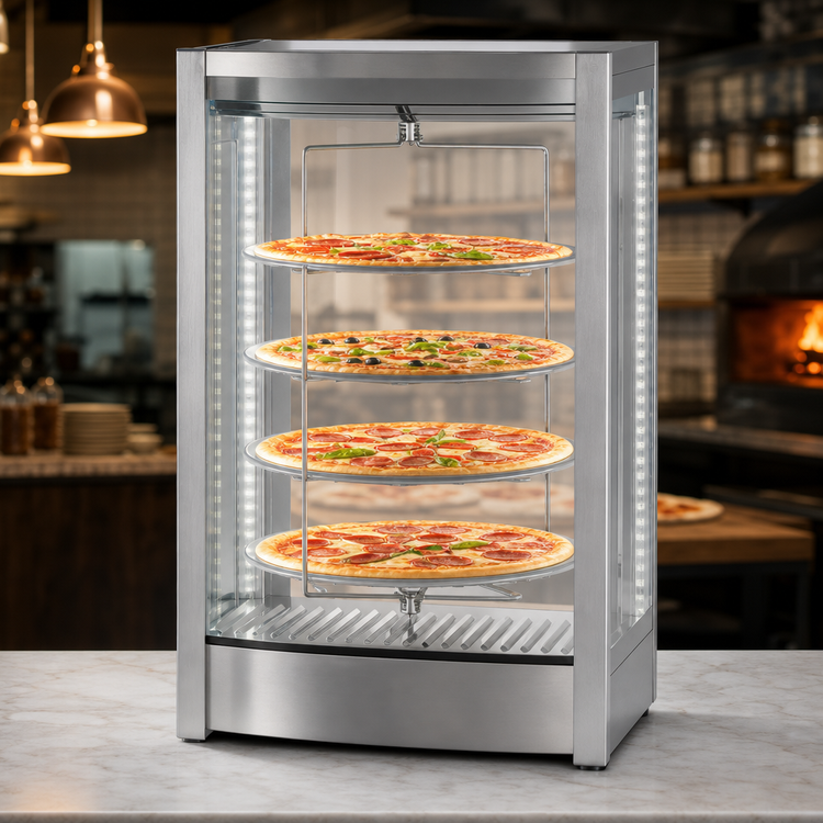 Product image #5 for KoolMore 12-Inch Floor Model Commercial Heated Pizza Display Warmer with 4 Rotating Racks