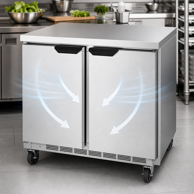 Product image #4 for Beverage-Air 36-Inch Two-Section Worktop Freezer with Solid Doors and Flat Top