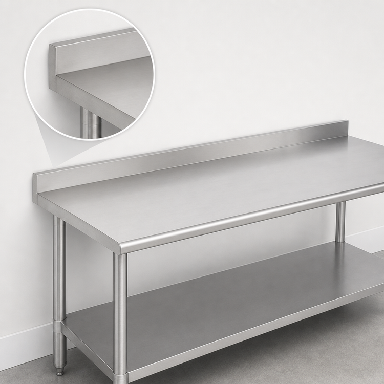 Product image #4 for Duke Manufacturing Deluxe Stainless Steel Work Table with 1-1/8 Inch Straight Riser, 108 x 36 Inches
