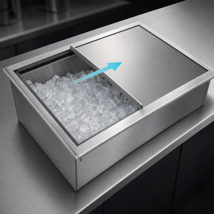 Product image #4 for Advance Tabco Special Value Series Drop-In Stainless Steel Ice Bin with Sliding Cover, 50 lb Capacity